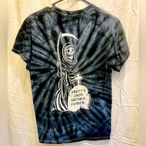 SKETCHY TANK Black Tie-Dye Grim Reaper Tee
